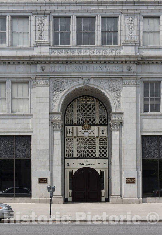 Photograph- The Huntington Advertiser Building in downtown Huntington, West Virginia, was designed in the Gothic Bauhaus style and constructed in 1922 for the Huntington Advertiser newspaper