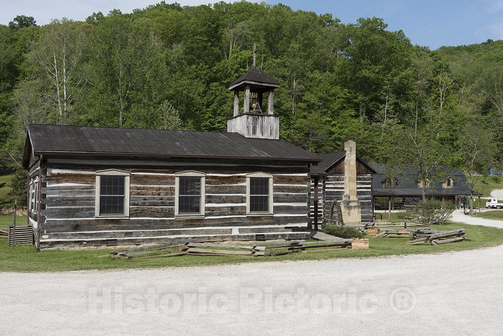 Harveytown, WV Photo - an Old Log Church at Heritage Farm Museum and Village, in Harveytown, West Virginia, just South of Downtown Huntington