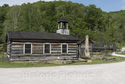 Harveytown, WV Photo - an Old Log Church at Heritage Farm Museum and Village, in Harveytown, West Virginia, just South of Downtown Huntington