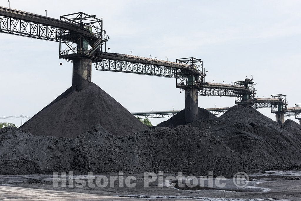 Ceredo, WV Photo - Huge Coal Piles at a Processing Plant Along The Ohio River in Ceredo, WV