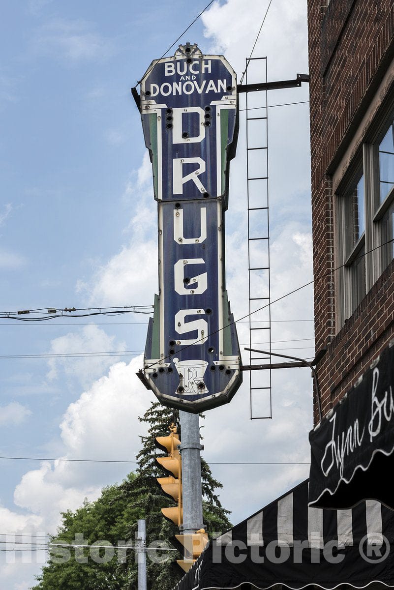 Wheeling, WV Photo -Drugs Sign Outside a Pharmacy on The National Road-
