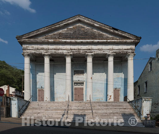Photo - Grand Doric columns mark the distressed St. Matthew's Church building, constructed in 1837. Wheeling, West Virginia- Fine Art Photo Reporduction