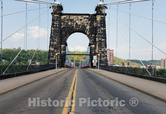 Photo - The Western, or Wheeling Island, Arched entryway to The Wheeling Suspension Bridge, Also Known as The Stone Arch Bridge- Fine Art Photo Reporduction