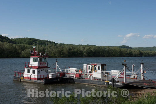 Photo - Ferry Boat at The John Eckels Ferry Landing in Sistersville, West Virginia- Fine Art Photo Reporduction