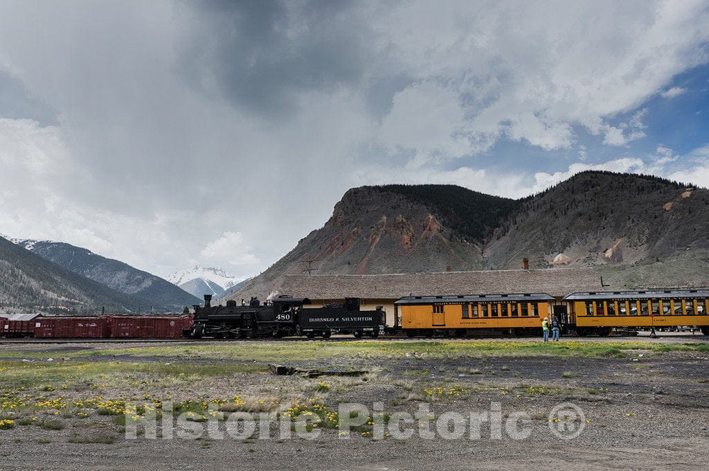 Photograph - The Durango-Silverton Narrow-Gauge Railroad Train pulls into Silverton, The seat of San Juan County, Colorado, a Legendary Silver-Rush Town of The 19th Century and, at 9 1