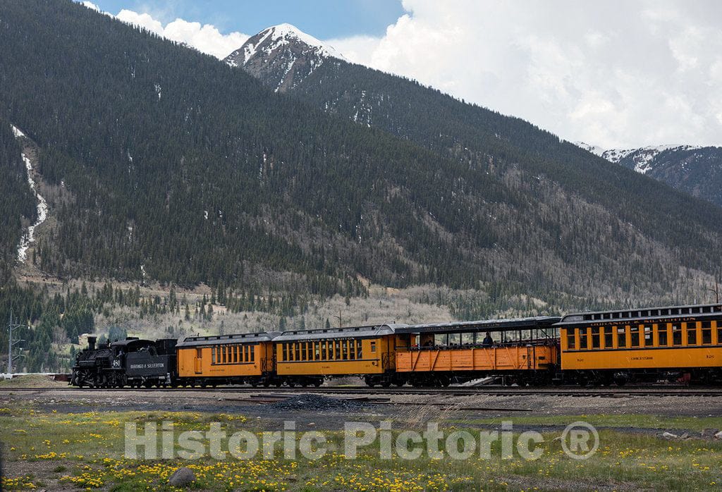 Photograph - The Durango-Silverton Narrow-Gauge Railroad Train pulls into Silverton, The seat of San Juan County, Colorado, a Legendary Silver-Rush Town of The 19th Century and, at 9 2