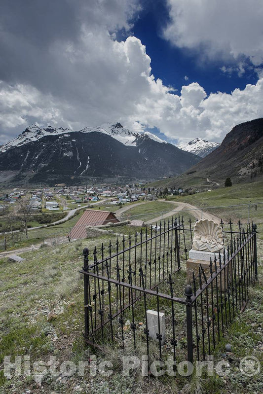 Photo- Irregularly Placed tombstones at The Old Hillside Cemetery, on Boulder Mountain Above Silverton, The seat of San Juan County, Colorado 3 Fine Art Photo Reproduction