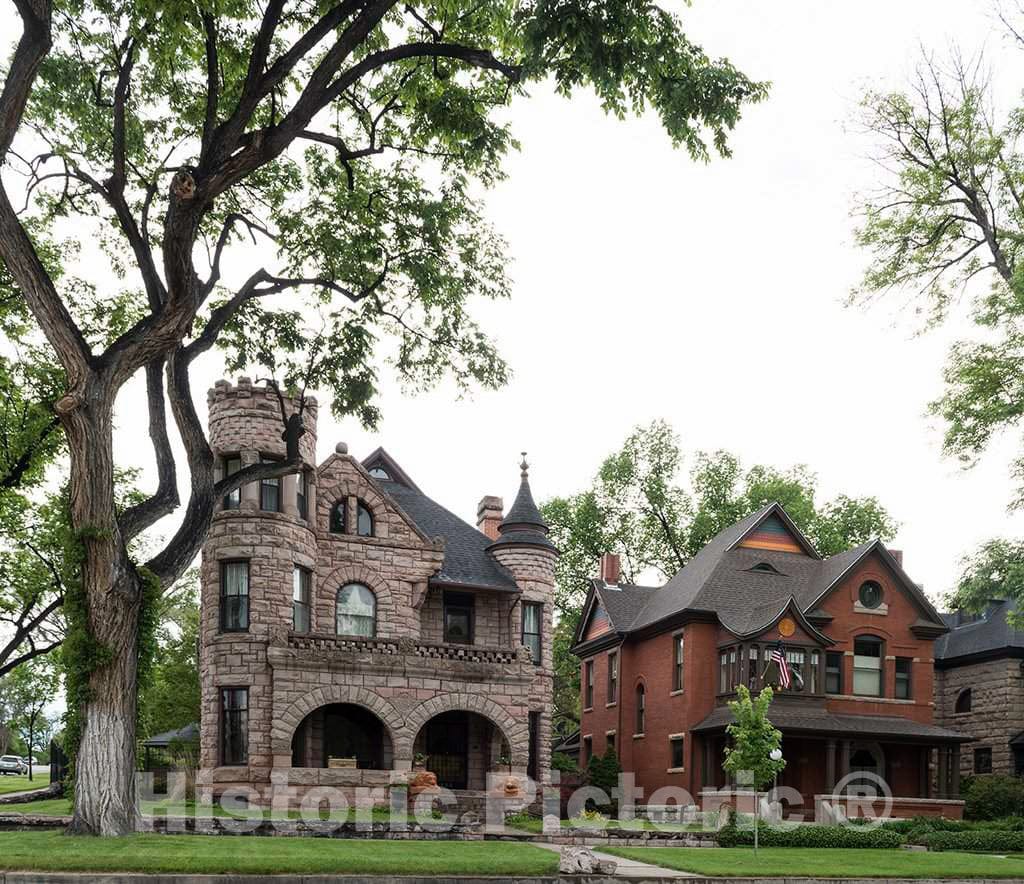 Photo - Houses in the historic Pitkin Place residential district in Pueblo, Colorado- Fine Art Photo Reporduction