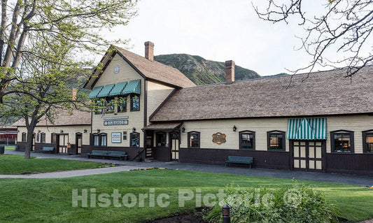 Photo- The Distinctive, Pale Yellow and Chocolate Brown Depot of The Durango & Silverton Narrow Gauge Railroad, Perhaps America's Most Celebrated steam Train, in Durango, Colorado