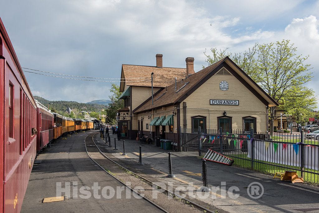 Photo - All are Aboard, and The Durango & Silverton Narrow Gauge Railroad (D&SNG) Train is Ready for Departure from The Durango, Colorado, Station- Fine Art Photo Reporduction