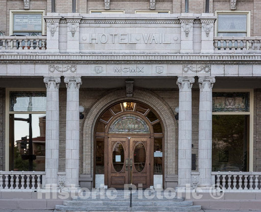 Photo - Elaborate doorway of the Second Renaissance Revival-style Hotel Vail in Pueblo, Colorado- Fine Art Photo Reporduction