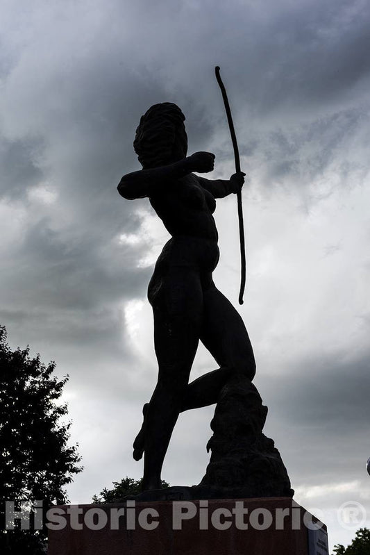 Photo- Silhouette of The Diana Statue That Stands Before The Union Depot Train Terminal in Pueblo, Colorado 1 Fine Art Photo Reproduction