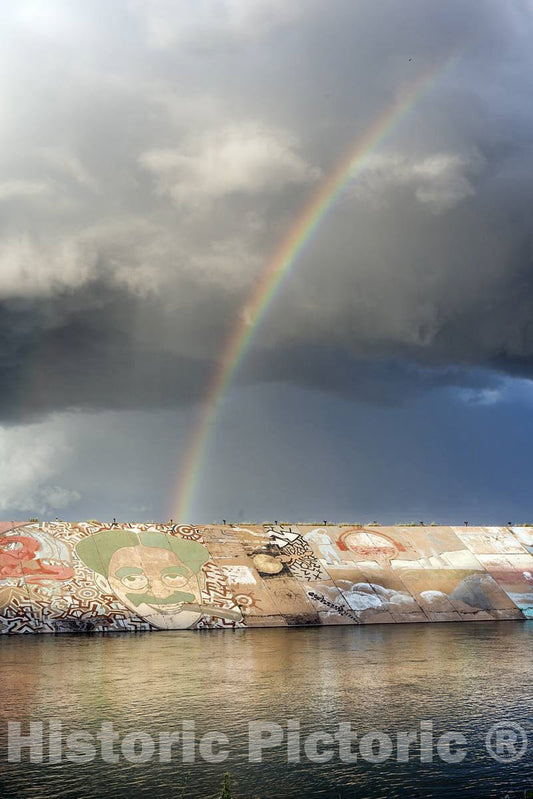 Photo - A Rainbow Appears Over The Unusual levee Along The Arkansas River in Pueblo- Fine Art Photo Reporduction