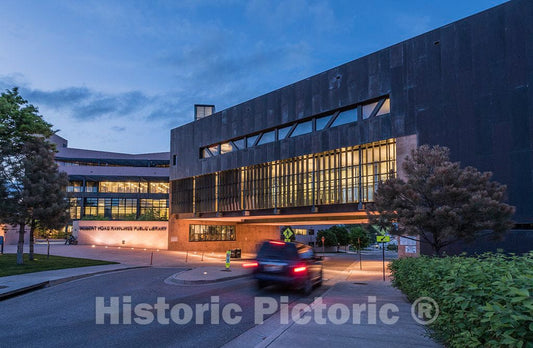 Photo - Dusk View of The Robert Hoag Rawlings Public Library, Built from 2000 to 2003 in Pueblo, Colorado- Fine Art Photo Reporduction