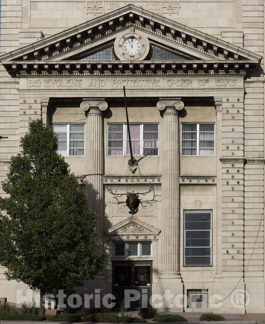 Photo - Detail of The Benevolent Protective Order of Elks (B.P.O.E.) Building, Hosting Elks Club Lodge #90 in Pueblo, Colorado- Fine Art Photo Reporduction