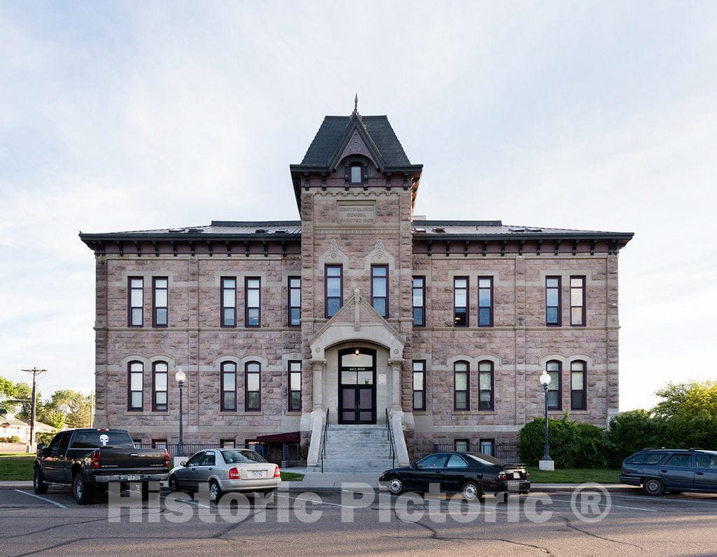 Photo - Pueblo, Colorado's Old Central High School, built in 1882. The building was supplanted by a"new" Central High School, built from 1906 to 1912- Fine Art Photo Reporduction