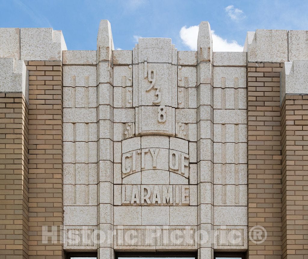 Photo - Art Deco Detail Above The Entrance to City Hall in Laramie, Wyoming- Fine Art Photo Reporduction