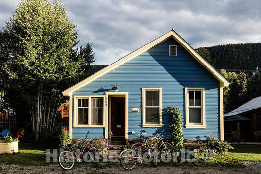Photo - Lots of Bicycles, a Common Sight in Health-Conscious Colorado, Lie Outside a Cottage in Crested Butte- Fine Art Photo Reporduction