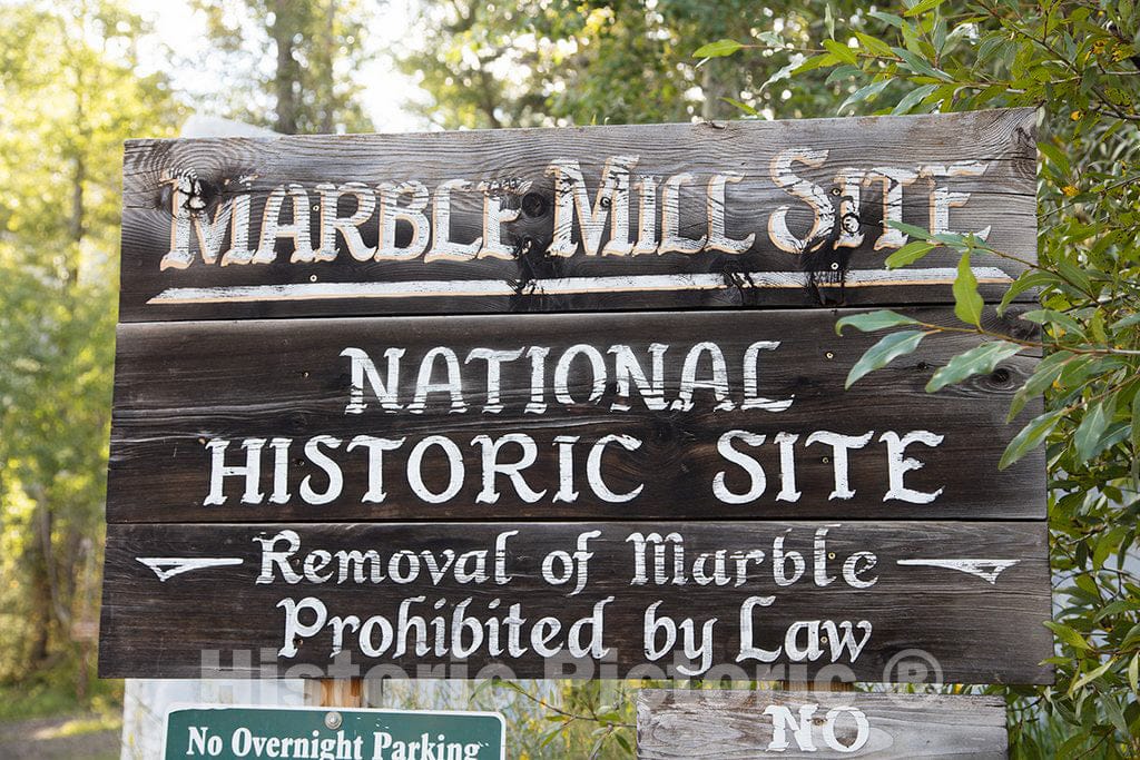 Photo - Sign for The Marble National Historic Site in Marble, Colorado Nearby- Fine Art Photo Reporduction