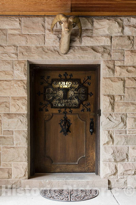 Photo- Doorway to Redstone Castle, Also Known as Cleveholm Castle, Built in 1897 as The baronial Manor of Wealthy easterner John Cleveland Osgood and his Swedish Wife 1