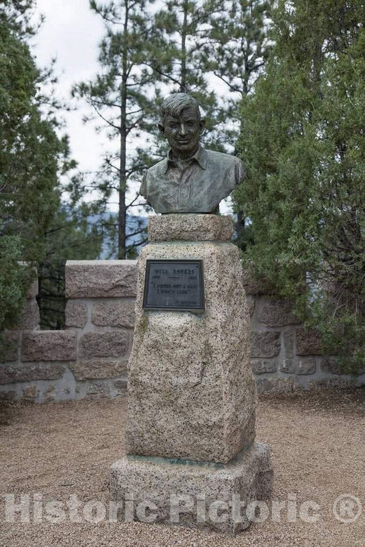 Photo - Bust of The Legendary American Humorist at The Will Rogers Shrine of The Sun, Also Known as Will Rogers Shrine- Fine Art Photo Reporduction