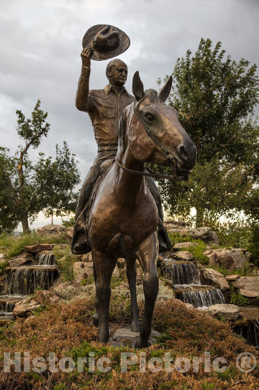 Photo - Bronze Statue of Rancher and Wyoming State Representative James C. Hageman at The entryway to The Wyoming State Fair Grounds in Douglas- Fine Art Photo Reporduction