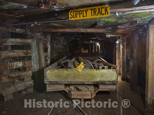 Photo - an Old Rail Flat car Loaded with Mining Equipment Within 1,500 feet of Underground passages at The Beckley Exhibition Coal Mine- Fine Art Photo Reporduction