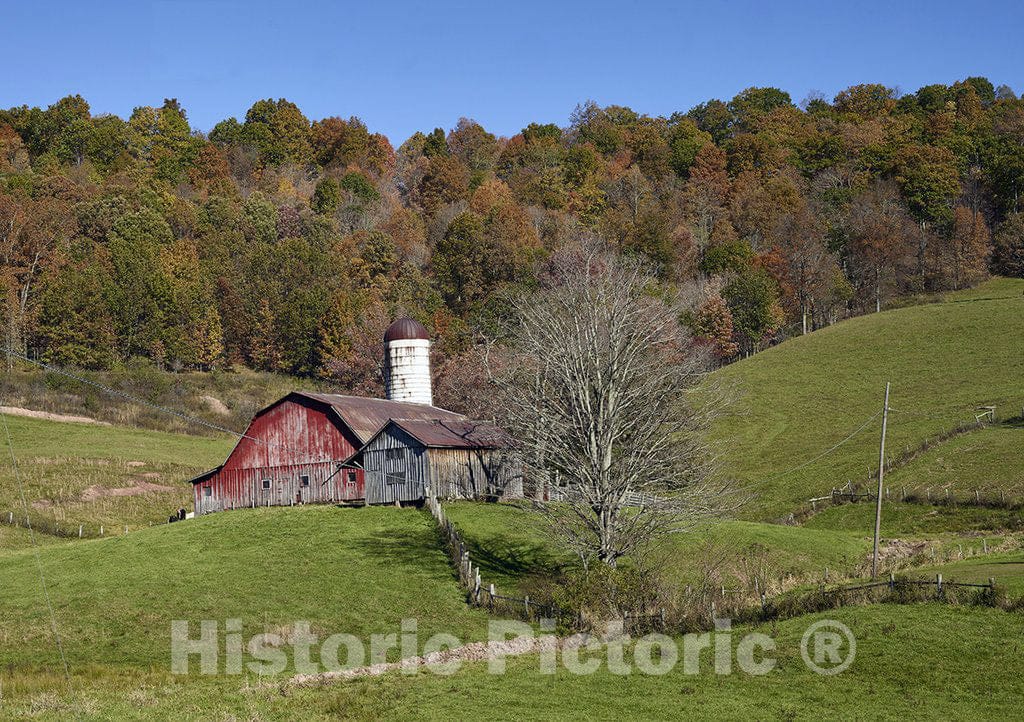 Summers County, WV Photo - an Old barn with additions Near Sandstone in Summers County, West Virginia