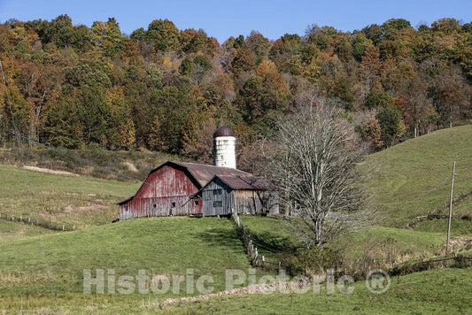 Greenbrier County, WV Photo - Barn with an Apparent Addition Near The Town of Sam Black Church, in Greenbrier County, West Virginia