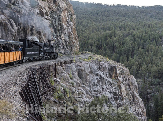 Las Animas County, CO Photograph - A Durango & Silverton Narrow-Guage Scenic Railroad Train, navigates a San Juan Mountains Precipice in Las Animas County, CO.