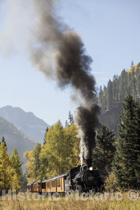 San Juan County, CO Photo - A Durango & Silverton Narrow-Guage Scenic Railroad Train chugs Through The San Juan Mountains in The CO County of The Same Name. -