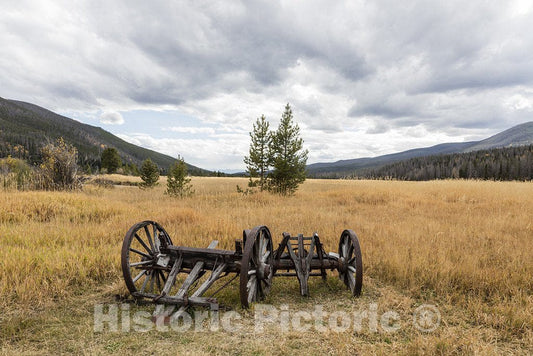 Grand County, CO Photo - Remnants of an Old Wagon Along The Path Through The Holzwarth Site in Rocky Mountain National Park, Within Grand County, Colorado.