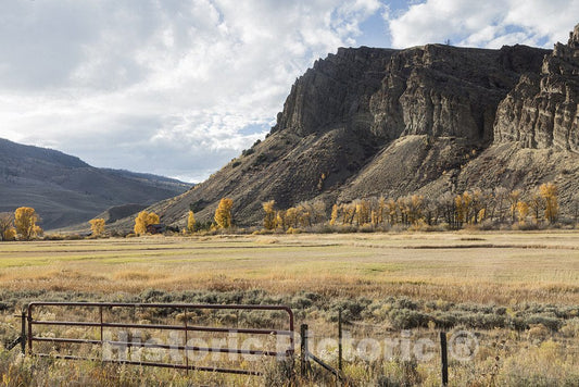 Grand County, CO Photo - Meadow and bluffs in autumn, near Hot Sulphur Springs in Grand County, CO.