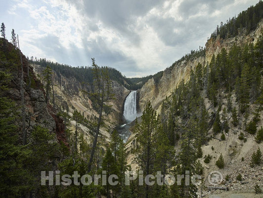 Yellowstone, Wyoming Photo - The Mighty Lower Falls of The Yellowstone River. Falling 308 feet, They are The Highest-Volume Waterfalls in The Rocky Mountains.