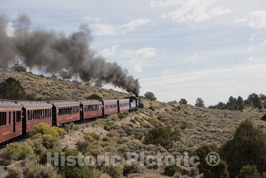 Conejos County, CO Photo - A Cumbres & Toltec Scenic (C&TS) Railroad steam train climbs from the high desert around Antonito in Conejos County, Colorado.