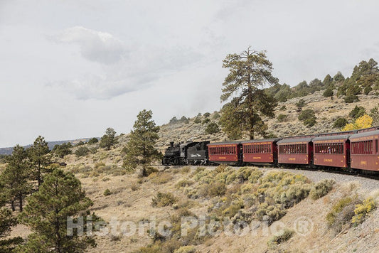Conejos County, CO Photo - A Cumbres & Toltec Scenic (C&TS) Railroad steam Train climbs from The high Desert Around Antonito in Conejos County, Colorado.