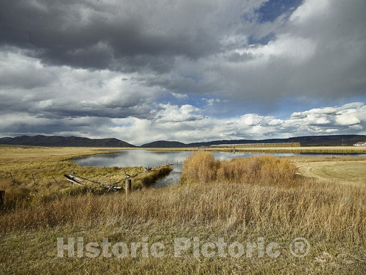 Routt County, CO Photo - Pond and prairie in Routt County, Colorado.