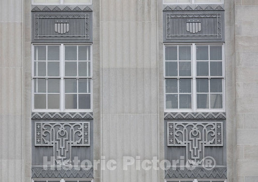 Monroe, LA Photo - Exterior Window Details. Art Deco Style Federal Building & U.S. Courthouse, Monroe, Louisiana