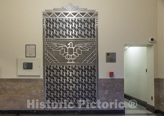 Monroe, LA Photo - Interior Grill with Eagle. Art Deco Style Federal Building & U.S. Courthouse, Monroe, Louisiana