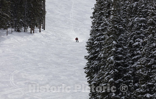 Summit County, CO Photo - Expert Skier Rebecca Selig descends a Slope at The Copper Mountain Ski Resort, Near Frisco, Colorado.