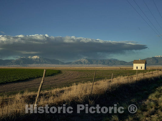 Photo - Small Farmhouse and The Distant Dunes of The Great Sand Dunes National Park and Preserve in Alamosa County, Colorado- Fine Art Photo Reporduction