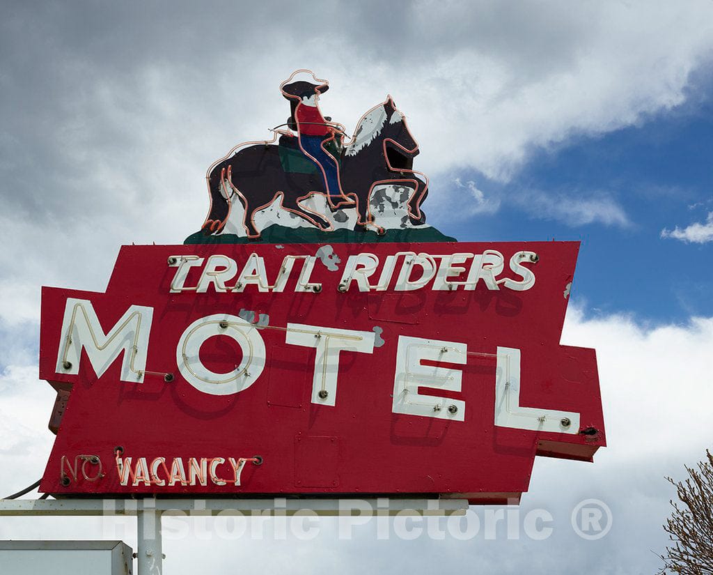 Photo - Sign for The Trail Riders Motel in Granby, Colorado, Next to The Southern Entrance to Rocky Mountain National Park- Fine Art Photo Reporduction
