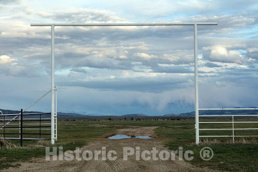 Photo - A pasture entrance at Big Creek cattle ranch on the Colorado border, near the towns of Riverside and Encampment, in Carbon County, Wyoming- Fine Art Photo Reporduction