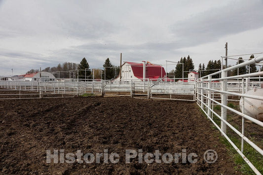 Photo - Corral and barn at Big Creek Cattle Ranch on The Colorado Border, Near The Towns of Riverside and Encampment, in Carbon County, Wyoming- Fine Art Photo Reporduction