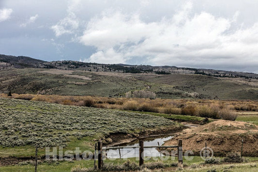 Photograph - Big Creek cattle ranch on the Colorado border, near the towns of Riverside and Encampment, in Carbon County, Wyoming, lies in a long, wide valley surrounded by low mountains 2