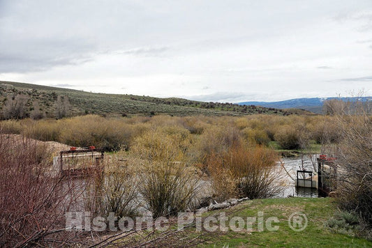 Photo - Broad irrigation ditch at Big Creek cattle ranch on the Colorado border, near the towns of Riverside and Encampment, in Carbon County, Wyoming- Fine Art Photo Reporduction