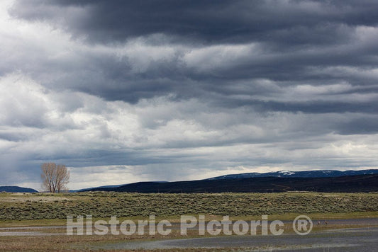 Photo - Dramatic clouds above the Big Creek cattle ranch on the Colorado border, near the towns of Riverside and Encampment, in Carbon County, Wyoming- Fine Art Photo Reporduction