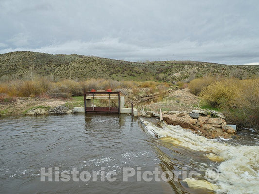 Photo- Irrigation dam and stream at Big Creek cattle ranch on the Colorado border, near the towns of Riverside and Encampment, in Carbon County, Wyoming 3 Fine Art Photo Reproduction