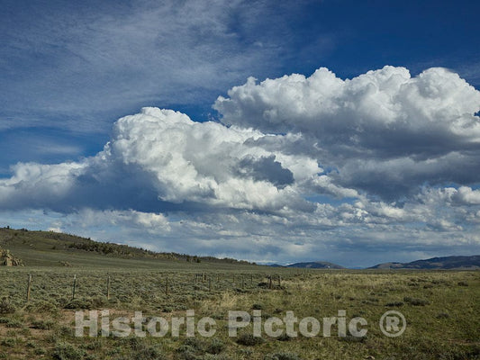 Photo - Ranchland Beneath Puffy Spring Skies, just Over The Colorado Border in Carbon County, Wyoming- Fine Art Photo Reporduction