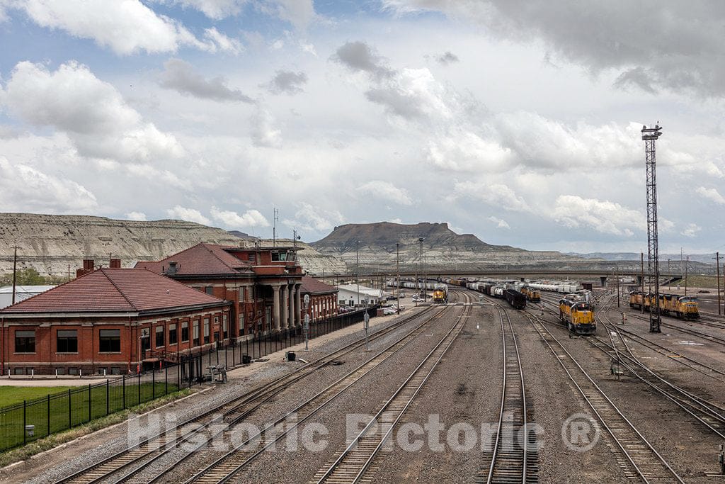 Photo- Scene Along Railroad Avenue and The Still-Bustling Tracks and Freight terminals of The Union Pacific Railroad in Green River, Wyoming 2 Fine Art Photo Reproduction